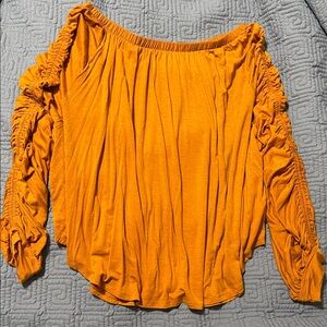 We The Free Orange Off-Shoulder Blouse